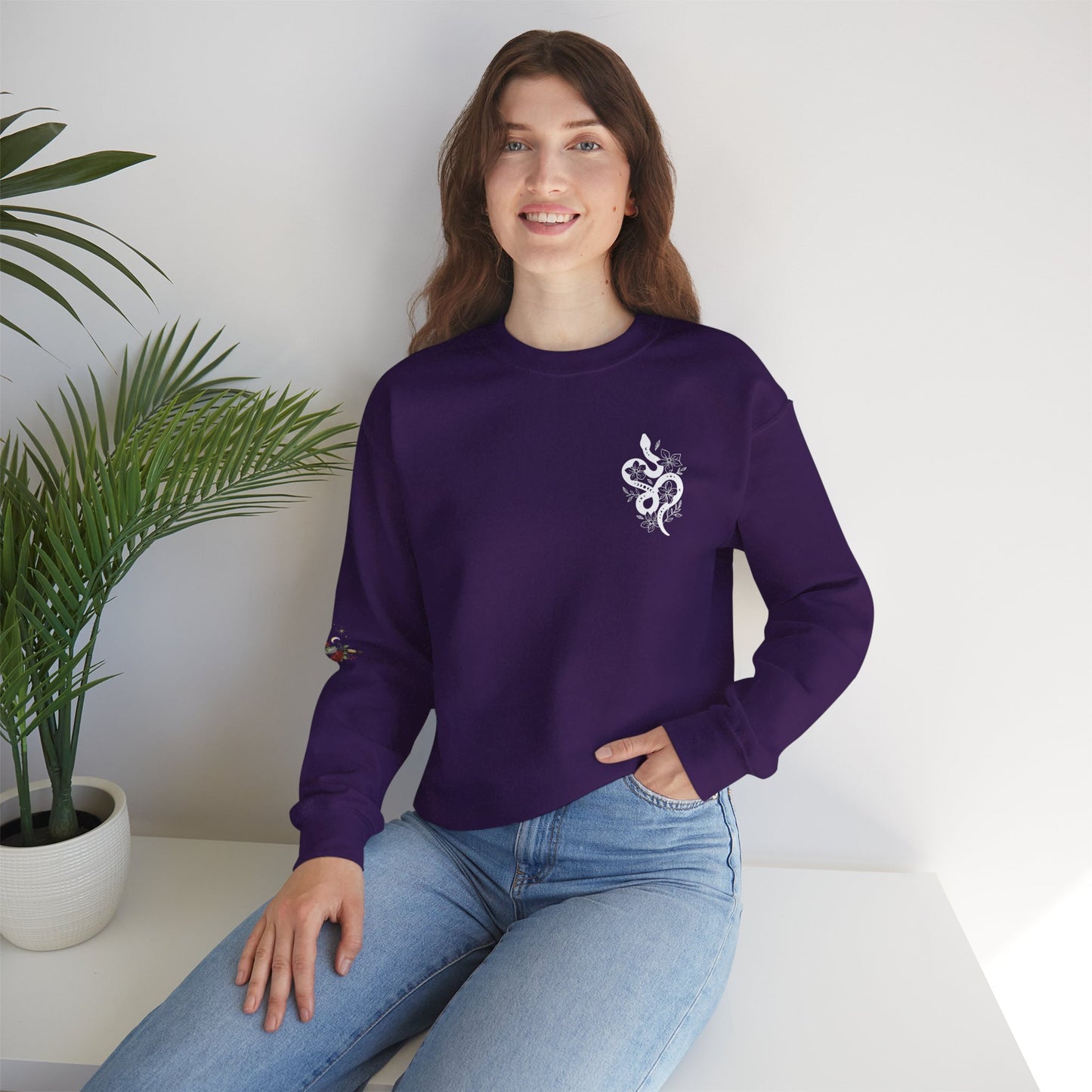 Peachy Hollow Skin Merch, Brand Logo On Sleeve - Unisex Crewneck Sweatshirt