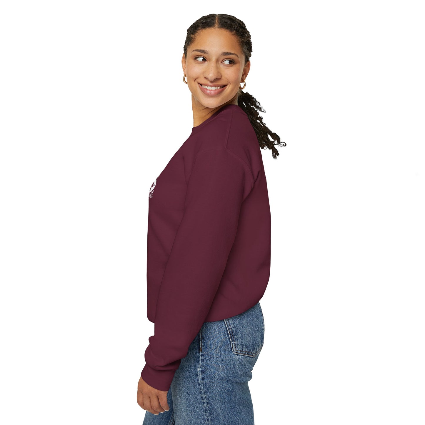 Peachy Hollow Skin Merch, Brand Logo On Sleeve - Unisex Crewneck Sweatshirt
