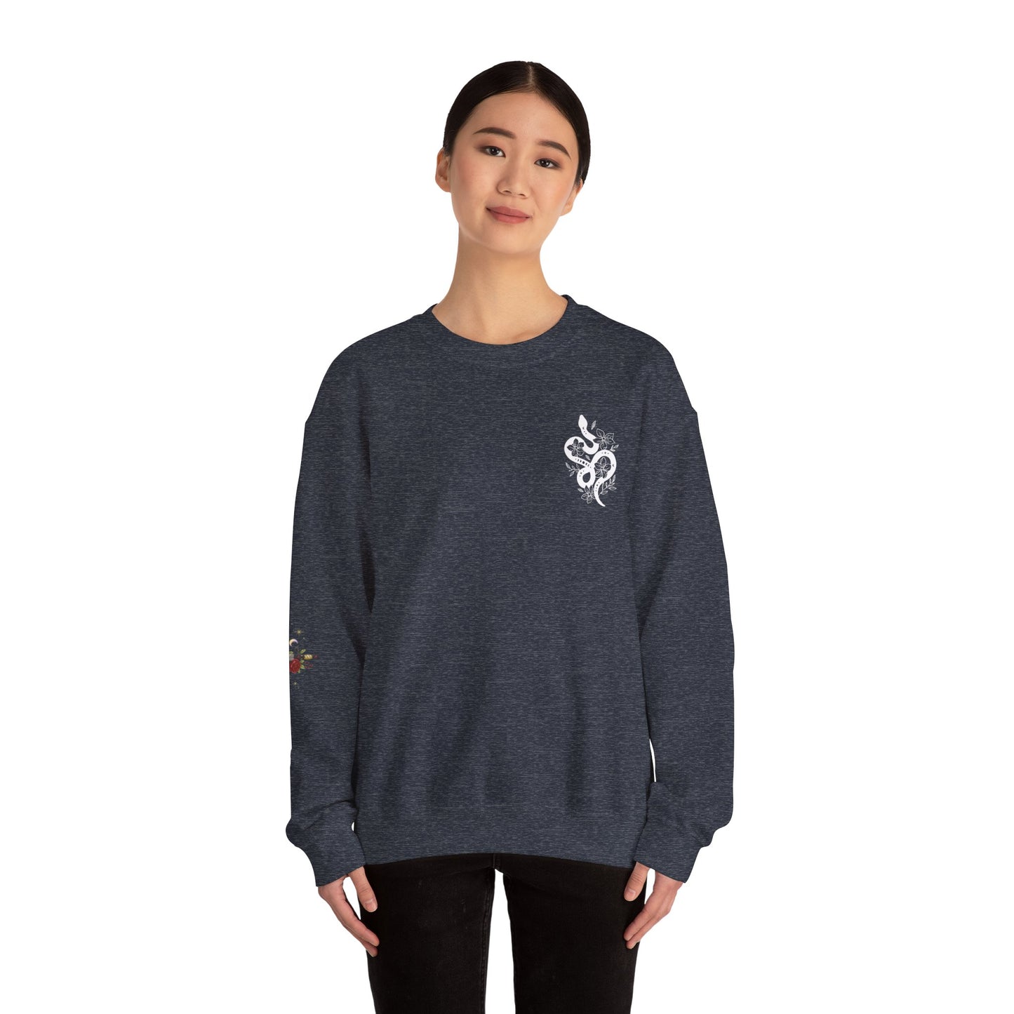 Peachy Hollow Skin Merch, Brand Logo On Sleeve - Unisex Crewneck Sweatshirt