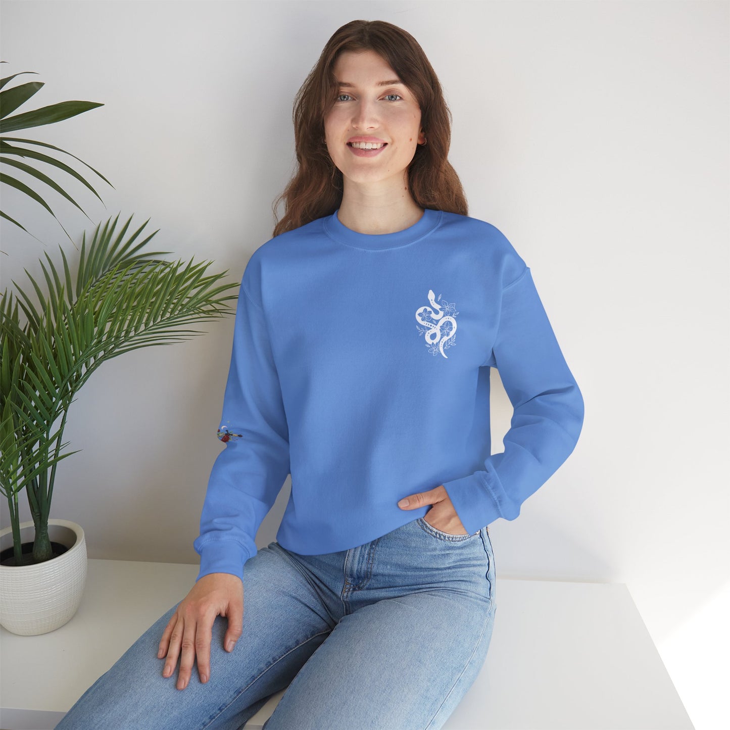 Peachy Hollow Skin Merch, Brand Logo On Sleeve - Unisex Crewneck Sweatshirt