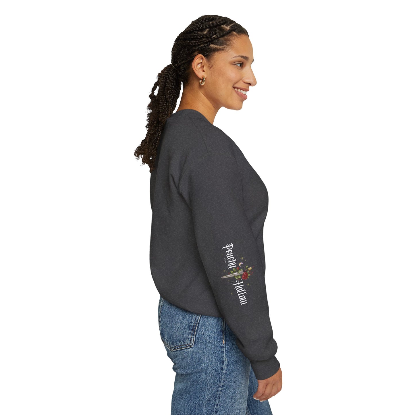 Peachy Hollow Skin Merch, Brand Logo On Sleeve - Unisex Crewneck Sweatshirt
