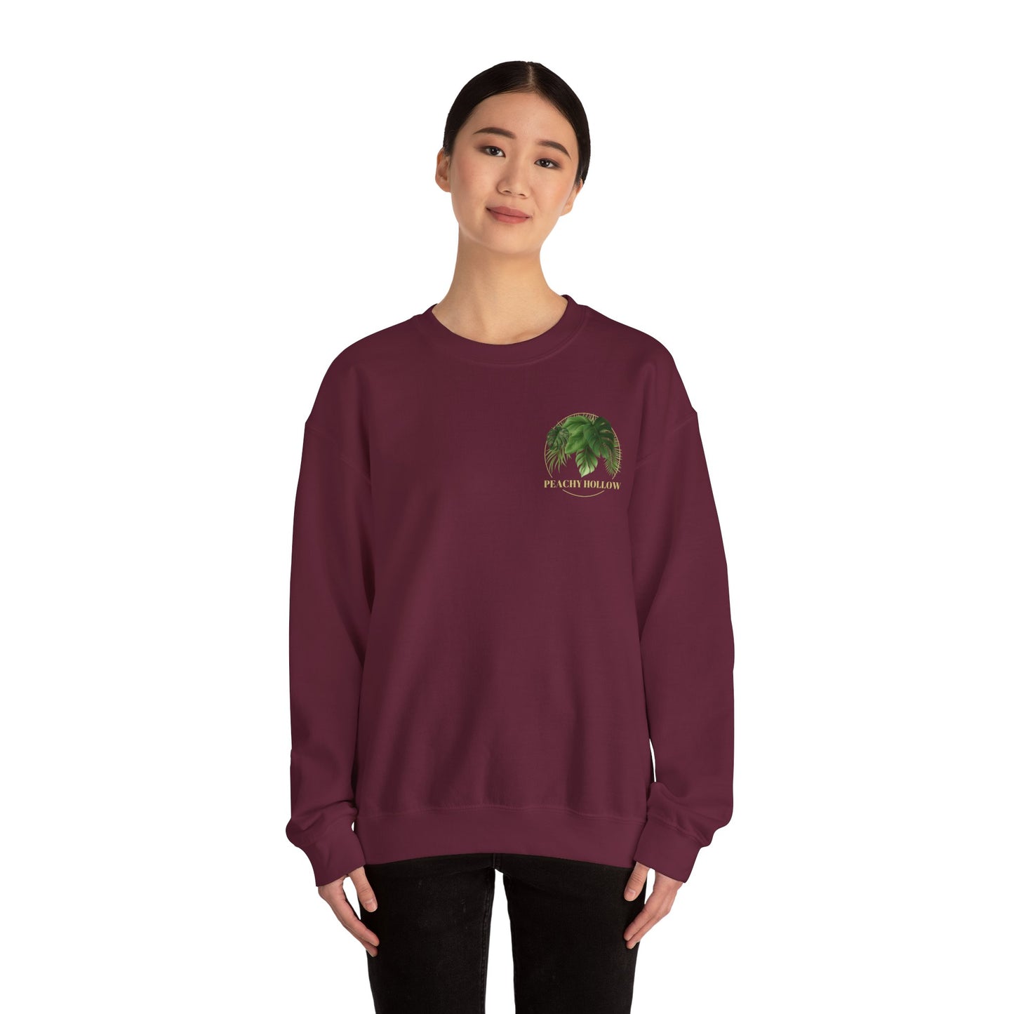 Peachy Hollow Skin Merch, Original Logo On Back - Unisex Crewneck Sweatshirt