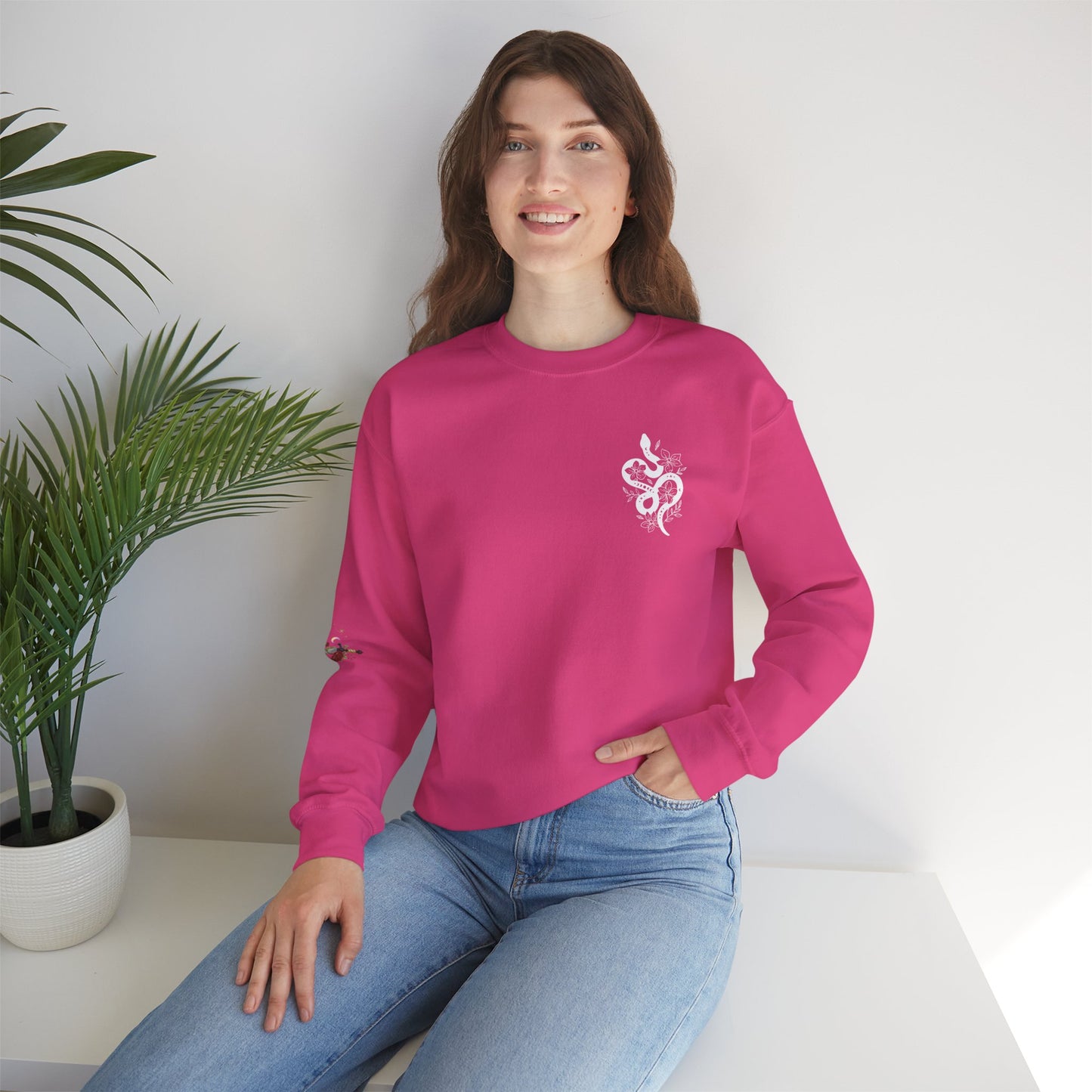 Peachy Hollow Skin Merch, Brand Logo On Sleeve - Unisex Crewneck Sweatshirt