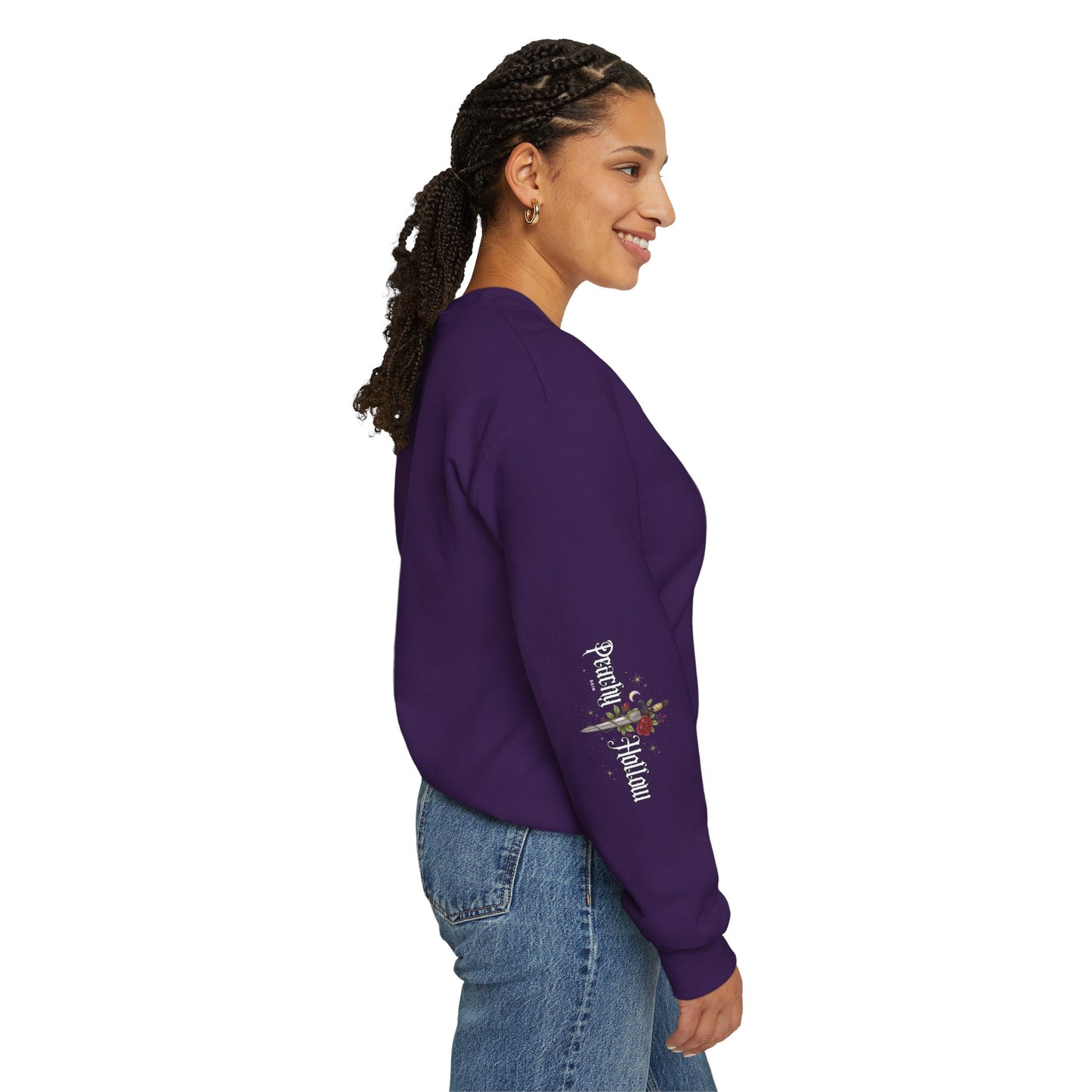 Peachy Hollow Skin Merch, Brand Logo On Sleeve - Unisex Crewneck Sweatshirt
