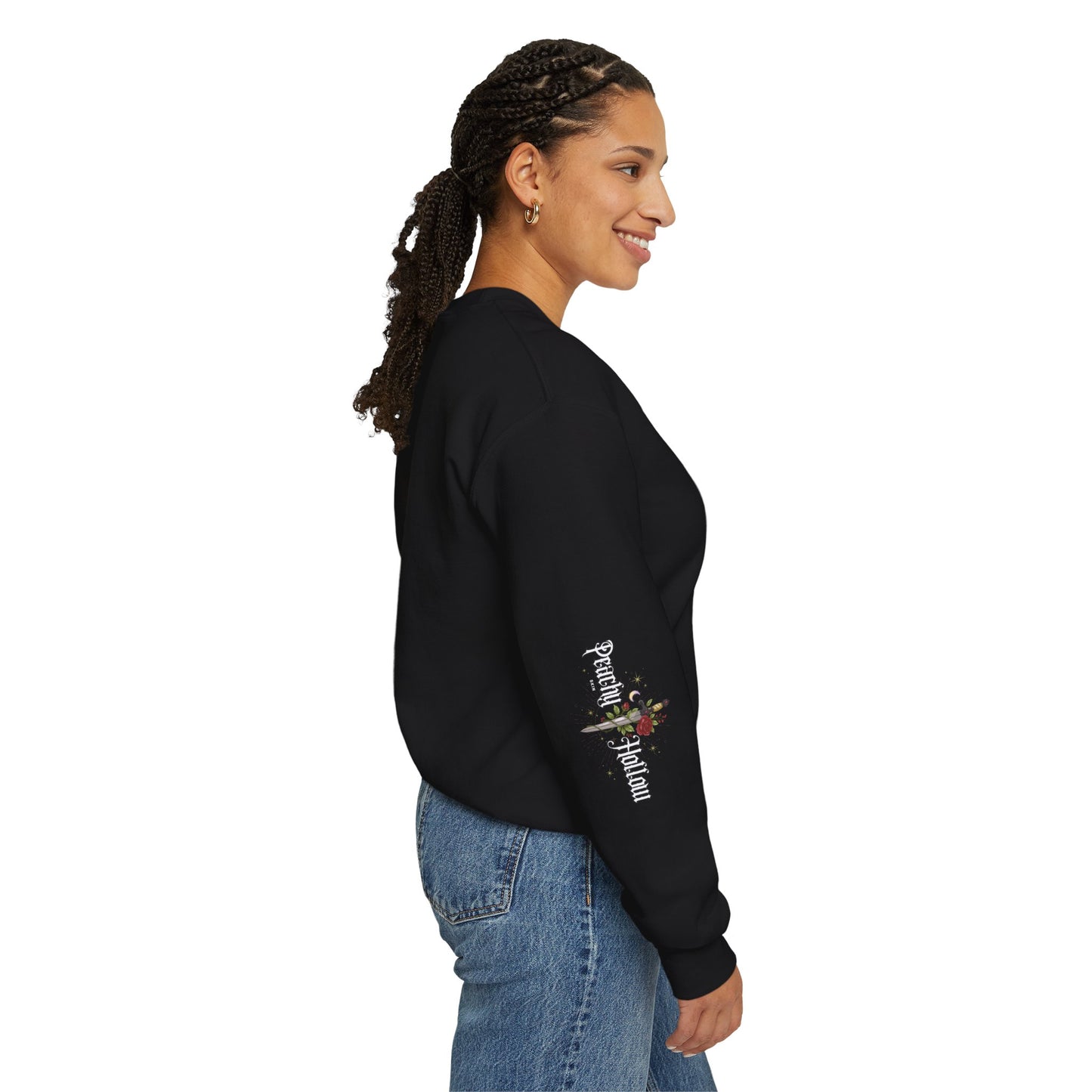 Peachy Hollow Skin Merch, Brand Logo On Sleeve - Unisex Crewneck Sweatshirt