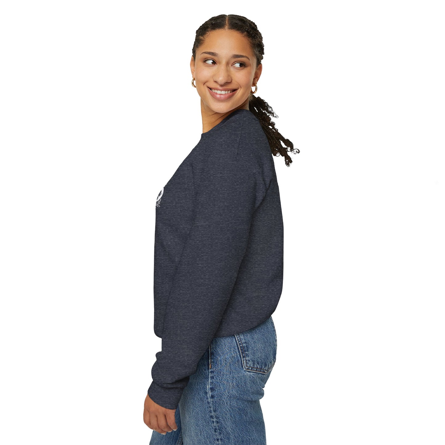 Peachy Hollow Skin Merch, Brand Logo On Sleeve - Unisex Crewneck Sweatshirt