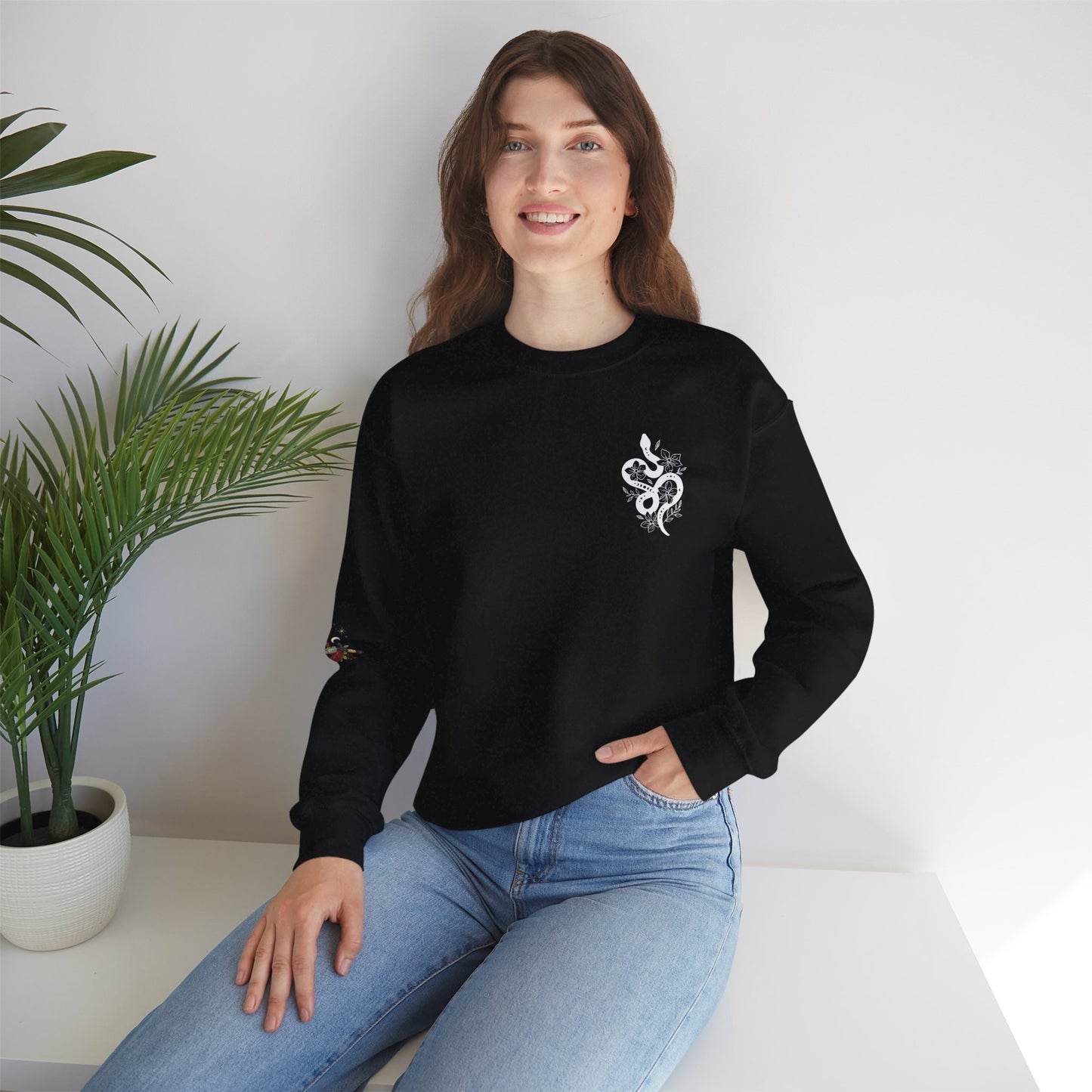 Peachy Hollow Skin Merch, Brand Logo On Sleeve - Unisex Crewneck Sweatshirt