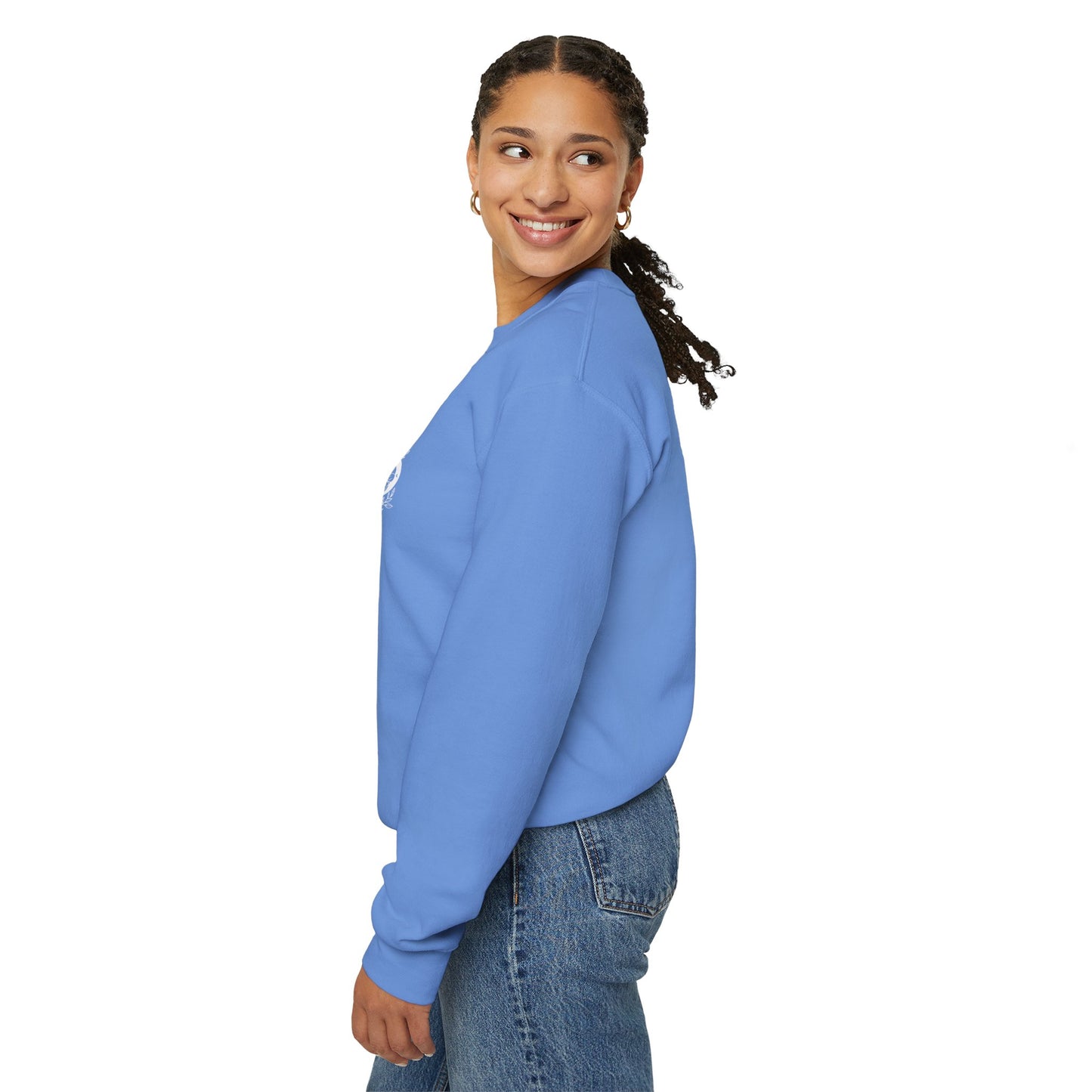 Peachy Hollow Skin Merch, Brand Logo On Sleeve - Unisex Crewneck Sweatshirt