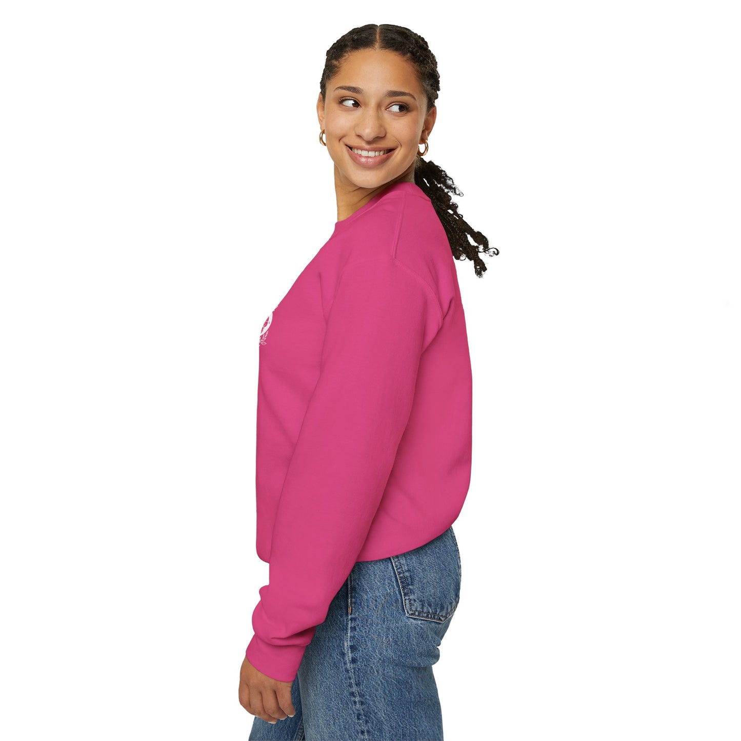 Peachy Hollow Skin Merch, Brand Logo On Sleeve - Unisex Crewneck Sweatshirt
