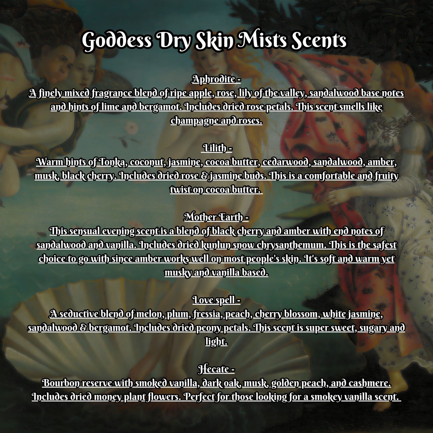 Goddess Scented Dry Oil Mists